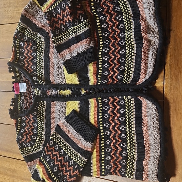 TOGETHER,  Colorful Pom-Pom Trimmed cardigan sweater, Size 10 - Picture 1 of 8